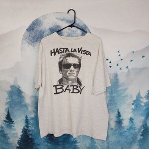 VTG Hasta La Vista Terminator Short Sleeve Graphic Tee 80s Single Stitch XL